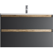 Тумба подвесная с раковиной Am.Pm X-Joy 100 см M85AFHX1002BM, черный матовый, Цвет фасада: чёрный - фото 