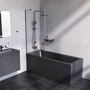 Шторка для ванны Am.Pm Gem 80х140 см W90BS-080-140BT (стекло 8 мм), черный/прозрачное - фото 2