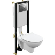 Инсталляция Cersanit Black с подвесным безободковым унитазом Parva New Clean On A64231 - фото 