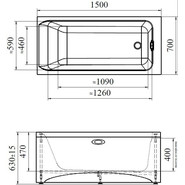 Ванна акриловая Радомир Агата 150x70 см (в комплекте каркас), Размер - мм: 1500х700 - фото 6