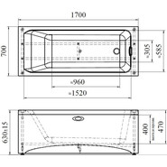 Ванна акриловая Радомир Агата 170x70 см (в комплекте каркас), Размер - мм: 1700х700 - фото 6