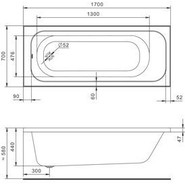 Ванна акриловая Santek Ламма 170x70 см 1.WH50.1.747, Размер - мм: 1700х700 - фото 3
