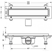 Трап Loranto Prime Skala Deluxe 50 см 4028.0Y050K.050.1, хром (под плитку), Цвет производителя: хром, Размер трапа: 500 - фото 2