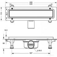 Трап Loranto Prime Skala Deluxe 60 см 4028.0Y050K.060.1 хром (под плитку), Цвет производителя: хром, Размер трапа: 600 - фото 2