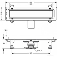 Трап Loranto Prime Skala Legal 60 см 4027.TY050K.060.1, хром (под плитку), Цвет производителя: хром, Размер трапа: 600 - фото 2