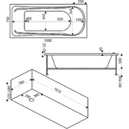 Ванна акриловая 150*75 Bas БРИЗ - фото 3