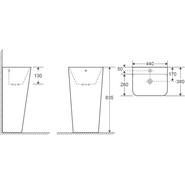 Раковина напольная Azario Fretta Square 44 см - фото 3