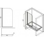 Шторка для ванны Loranto SW-L1485 85х140 см, хром/прозрачное/узор - фото 3