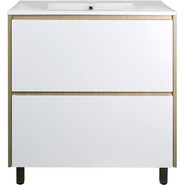 Тумба напольная с раковиной Стиль Stella 70/2Н см, дуб дымчатый/белый - фото 