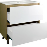 Тумба напольная с раковиной Стиль Stella 70/2Н см, дуб дымчатый/белый - фото 2