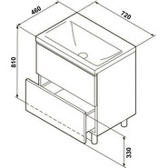 Тумба напольная с раковиной Стиль Stella 70/2Н см, дуб дымчатый/белый - фото 3