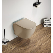 Унитаз подвесной CeramaLux Rimless 2197MC с крышкой микролифт, капучино матовый, Цвет производителя: коричневый - фото 2