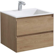 Тумба подвесная с раковиной Vincea Luka 60 см VMC-2L600NO (раковина белая VCB-13600W), натуральный дуб - фото 