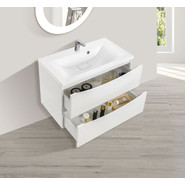 Тумба подвесная с раковиной Vincea Mia 75 см VMC-2MA750GW (раковина белая VCB-3M750W), белый глянец - фото 4