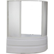 Шторка для ванны Bas Алегра 1500х1450 мм, белый/матовое (пластик) - фото 2