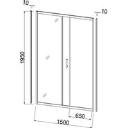 Душевая дверь Taliente 150x195 см TA-150-1CB, черный/прозрачное - фото 2