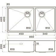 Кухонная мойка Taki 85-2-LB-U/IF Side IN 1,2 мм 4997037, Цвет производителя: нержавеющая сталь - фото 2