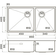 Кухонная мойка Taki 85-2-LB-U/IF Side LG 1,2 мм 4997038, светлое золото, Цвет производителя: светлое золото - фото 2
