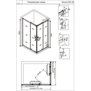 Душевое ограждение Veconi Rovigo 120x90 см RV30B-12090-01-C3, чёрный/прозрачное - фото 2