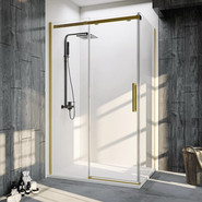 Душевое ограждение Veconi Rovigo 120x100 см RV070G-120100-01-C4, золото/прозрачное - фото 