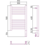 Полотенцесушитель электрический Сунержа Богема 3.0 П9 500x300 мм (прямая перемычка) 31-5805-5030 R, чёрный матовый - фото 5