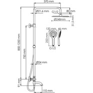 Душевая стойка с термостатом WasserKraft A188.257.155.WM Thermo, белый - фото 3