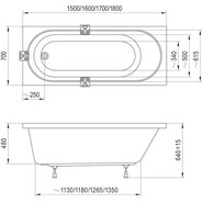 Ванна акриловая Ravak Sonata II 180х70 см C636R00000, Размер - мм: 1800х700 - фото 5