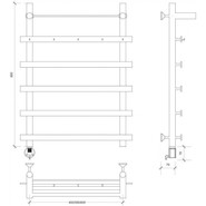 Полотенцесушитель электрический Secado Понтида 1 КСП с полкой П6 400x800 мм (возможность скрытого подключения) - фото 3