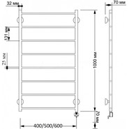 Полотенцесушитель электрический Secado Триада 1 плюс П8 500x1000 мм (возможность скрытого подключения) бронза - фото 4