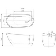 Ванна отдельностоящая Art&Max 170x75 см AM-205-1700-750 - фото 2