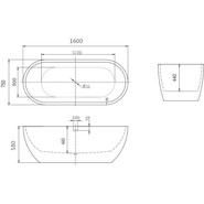 Ванна отдельностоящая Art&Max 160x75 см AM-218-1600-750 - фото 3
