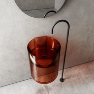 Раковина подвесная прозрачная Abber Kristall 42 см AT2704Opal, коричневый - фото 3