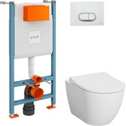 Инсталляция с подвесным безободковым унитазом Vitra Mia Round 9856B003-7200 - фото 