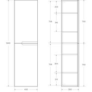 Пенал подвесной Cezares DUET-1500-2A-SC-BL 40 см, Bianco Lucido - фото 6