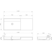 Раковина подвесная Abber Stein 120 см AS2628, белый матовый - фото 4
