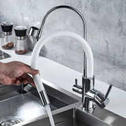 Смеситель для кухни Ledeme L4755-3, хром/белый - фото 5