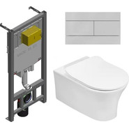 Инсталляция с подвесным безободковым унитазом Jacob Delafon Aleo E21730RU-00, сиденье с тонкой крышкой микролифт - фото 