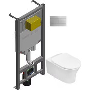 Инсталляция с подвесным безободковым унитазом Jacob Delafon Aleo E21730RU-00, сиденье с тонкой крышкой микролифт - фото 2