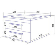 Тумба подвесная с раковиной Стиль Модерн 80/2 см, белый - фото 3
