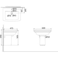 Раковина с пьедесталом Creo Ceramique Orleans 60 см OR3000 - фото 2