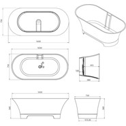 Ванна отдельностоящая Aquanet Bloom Ellipse 165х75 см TC-S92, белый матовый - фото 5