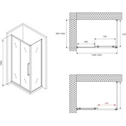 Душевое ограждение Abber Schwarzer Diamant 150x100 см AG30150BMH-S100BM, чёрный/матовое - фото 5