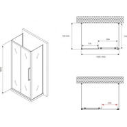 Душевое ограждение Abber Schwarzer Diamant 160x80 см AG30160BMH-S80BM-S80BM, чёрный/матовое - фото 5