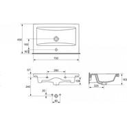 Раковина врезная на столешницу Cersanit Como 70 см UM-COM70/1 - фото 4