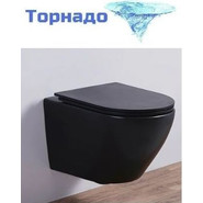 Унитаз подвесной CeramaLux Rimless 5177MB с крышкой микролифт (Система смыва торнадо), черный матовый, Цвет производителя: чёрный - фото 