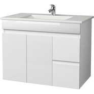 Тумба подвесная с раковиной Mirsant Next 80/1 см (раковина More 80), белый - фото 