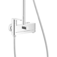 Душевой комплект Haiba: Душевая стойка HB24590 + смеситель для раковины HB10590, цвет хром - фото 5