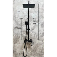Душевой комплект Haiba: Душевая стойка HB24817-7 + смеситель для раковины HB10817-7, цвет чёрный матовый - фото 3
