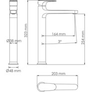 Смеситель для умывальника высокий WasserKraft 1403H, никель - фото 5
