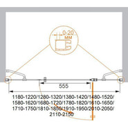 Душевая дверь Cezares 215 см ELENA-W-B-13-100+60/60-C-Cr, хром/прозрачное - фото 6